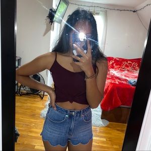 Scallop Edge Denim Shorts